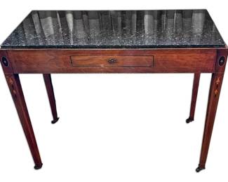 Vintage Wooden Table with Marble Top