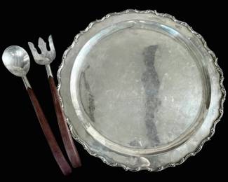 Sterling Silver Platter And Serving Utensils