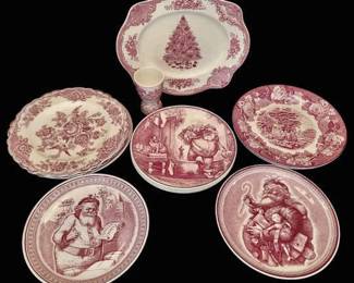 Red White Serving Dishes Enoch Woods, Crown Ducal England, Johnson Bros.
