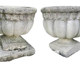 Two Cement Flower Pots