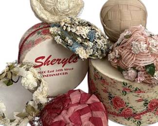 1960s Hats Pinks, Ivories, Blues Includes 2 Sheryls Of Indianapolis Boxes