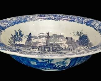 Vintage Victoria Ware Ironstone Wash Basin in Blue White