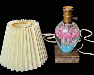 Vintage Floral Glass Art Lamp