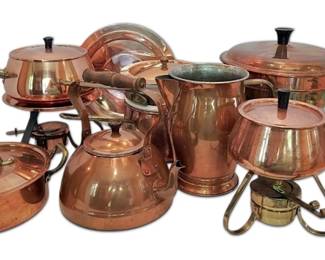Copper Fondue Pots, Pitchers, Tea Kettle, More