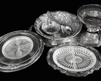 Silver Plated And Silver Toned Serving Plates