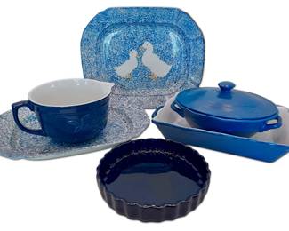 Corningware Pfaltzgraff Blue White Stoneware Baking Dishes