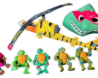 Vintage Toys G.I. Joe Tiger Force Fly Helicopter, TMNT Action Figures, TMNT Raphael Mask