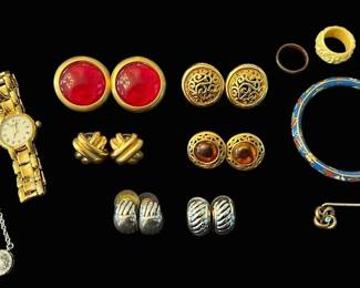 Vintage Gold SilverToned Costume Jewelry Earrings More