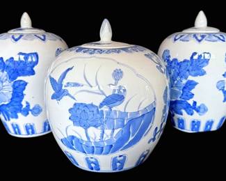 Two Blue White Chinese Ginger Jars