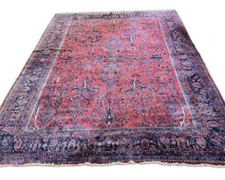 Massive 15ft x 10.375ft Red Navy Blue Area Rug