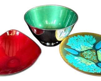 Reed Barton, Towle, And Edward Star Original Metal Bowls With Enamel Interior