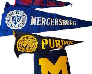 Vintage College Pennants Michigan Wool Blanket