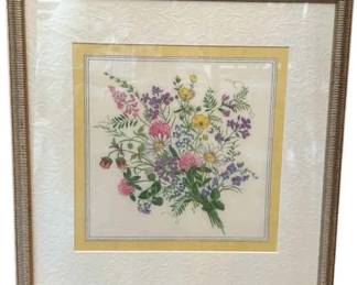 16 x 16 Framed Floral Fabric Art