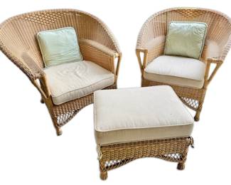 Woodard Wicker Chairs And Footrest