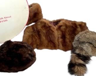 Fur Collar, Cuff, And Two Hats Comes With Sheryls Of Indy Hat Box