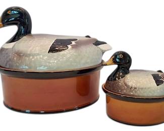 Vintage Secla Sigma Mallard Duck Cassarole Dishes Made In Portugal