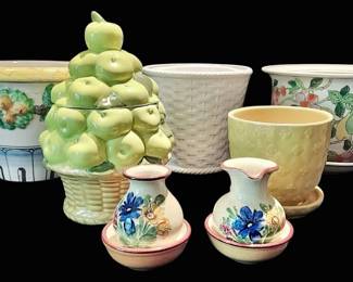 Vintage Planters, Handpainted Pottery Pieces, More