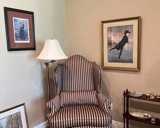 Striped wingback, framed artwork