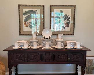 Lenox China, Sideboard, framed botanicals
