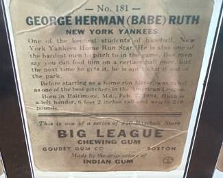 Babe Ruth Big League Chewing Gum baseball cards