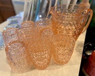 Pink Depression Glass Set