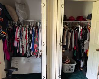 closets of women's clothing & shoes