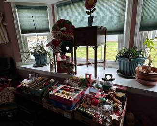 Vintage Christmas and plants. We are trying to keep them alive.