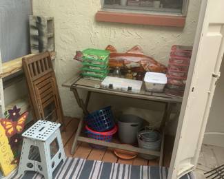 Outdoor table, outdoor rugs