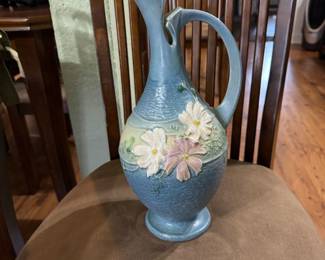 Vintage ROSEVILLE Art Pottery COSMOS Blue Ceramic Vase. No cracks or repairs. Pristine condition. Two available.
$150/each