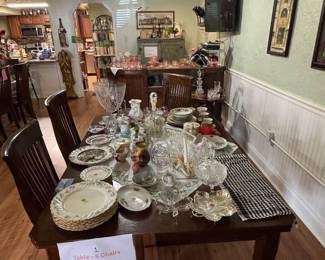 Noritake China, various Crystal ware, and collector plates.