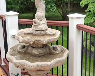 dolphin fountain, cast resin, movable, works