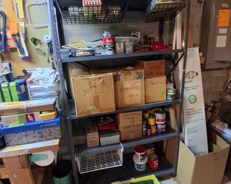 various supplies, tools, painting gear, etc.