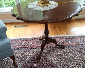tea table on persian rug
