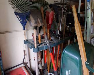lawn and gardn equipment, generator, wheelbarrow, propane tank