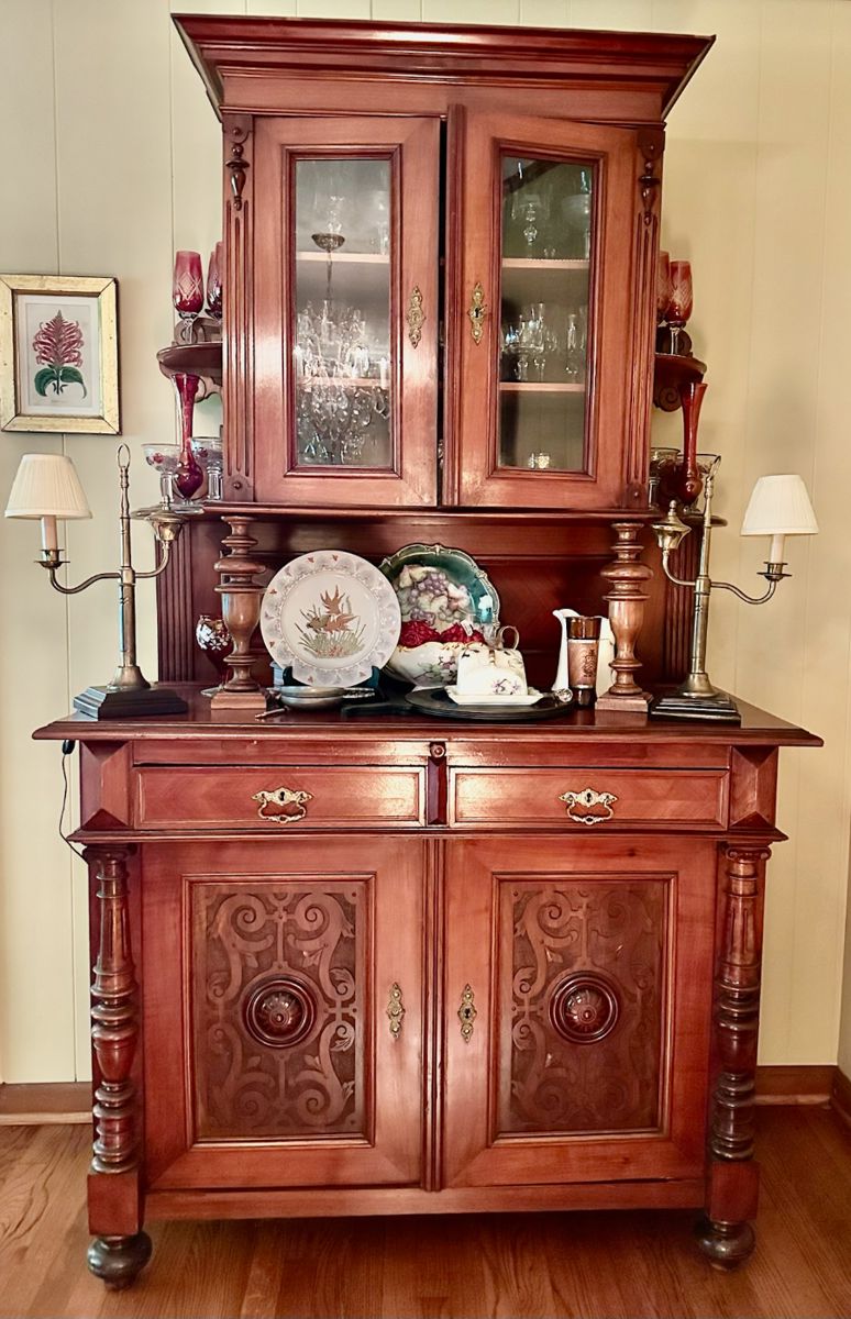 Heavily Carved French Renaissance Revival Sideboard Hunt Cupboard in
Walnut & Oak, circa 1800’s