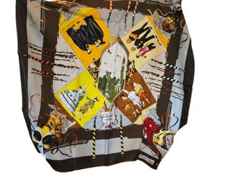 Hermès Silk Scarf, Blue Le Carnaval de Venise Jacquard Motif, Hand-Rolled Edges and Original Box