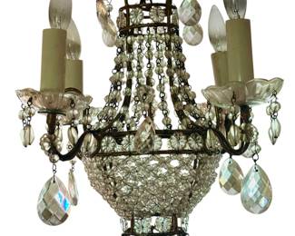 Empire Bronze and Crystal Basket Chandelier