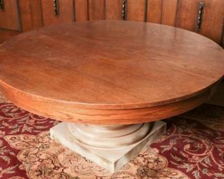 Vintage Round Wood Pedestal Center Table