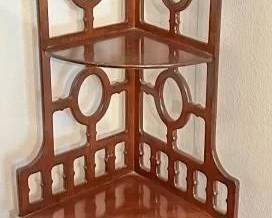 Mid-Century Modern Corner Mahogany Etagere
