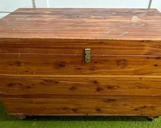 Vintage Cedar Wood Hope Chest On Wheels