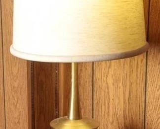 MCM Engraved Brass Lamp With Floral Design