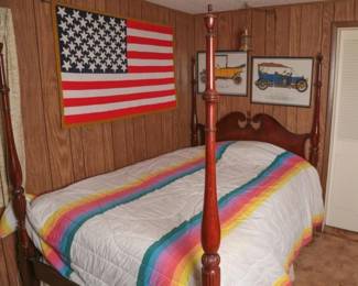 Dixie Four Post Full Bed, Dark Wood Frame