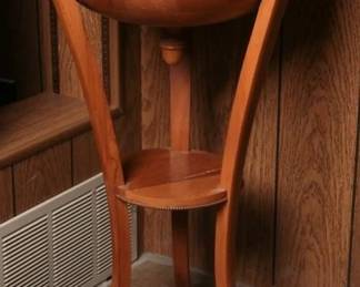 Round Wooden Sewing Box Table with Lid