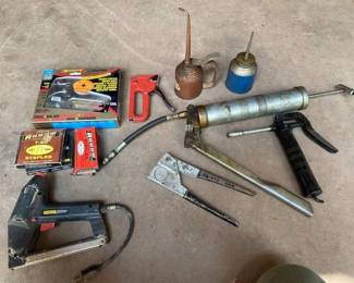 Staple Guns, Grease Guns, and Oil Cans Set
