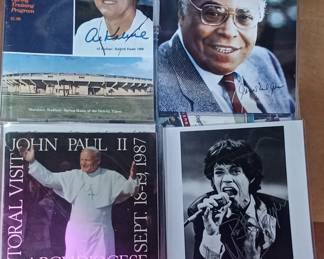 al kaline, james earl jones, mick jagger, the pope autographs