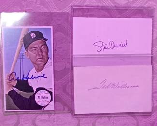 autographs, al kaline, ted williams, stan musial