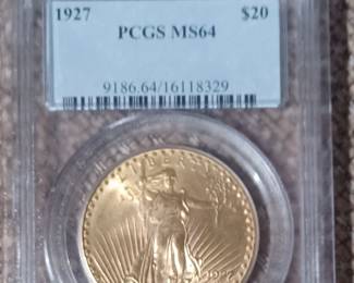 1927 St Gudians 20.00 gold .ms 64 beautiful piece