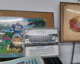 1992 barry sanders autograph nike poster. only one in hobby thats autograph jsa