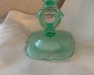 Green Glass Candlestick Holder
