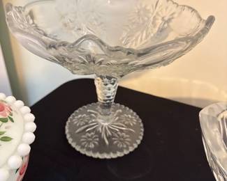 vintage glass pedestal candy dish